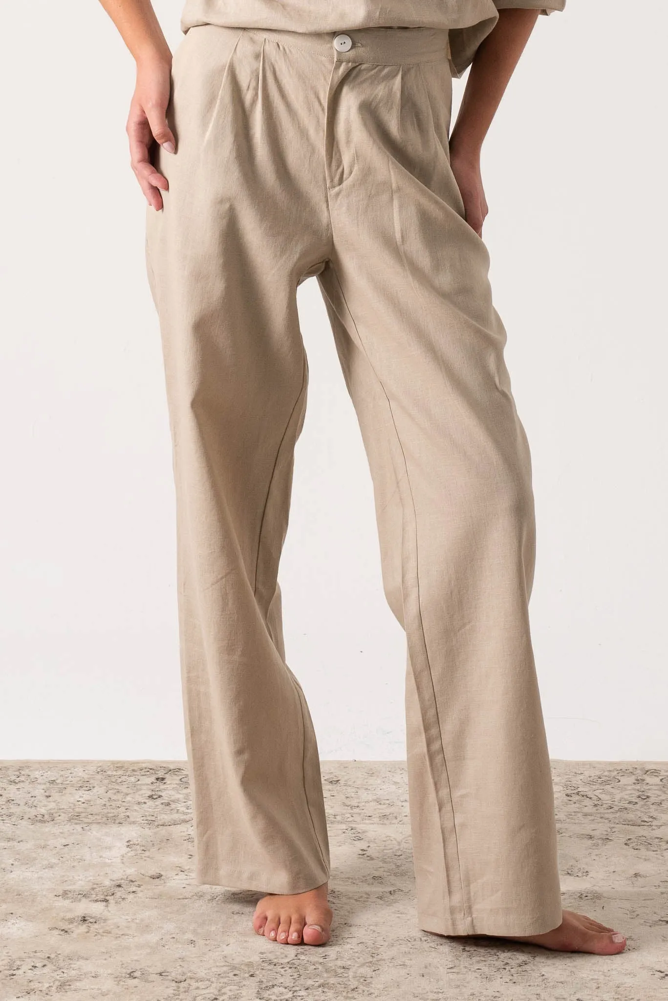 Thalia Linen Trouser Oatmeal