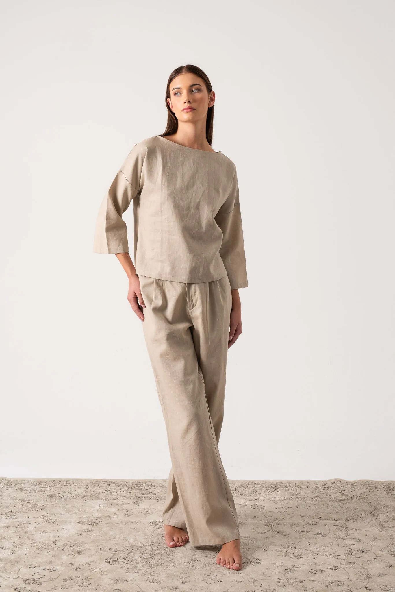 Thalia Linen Trouser Oatmeal