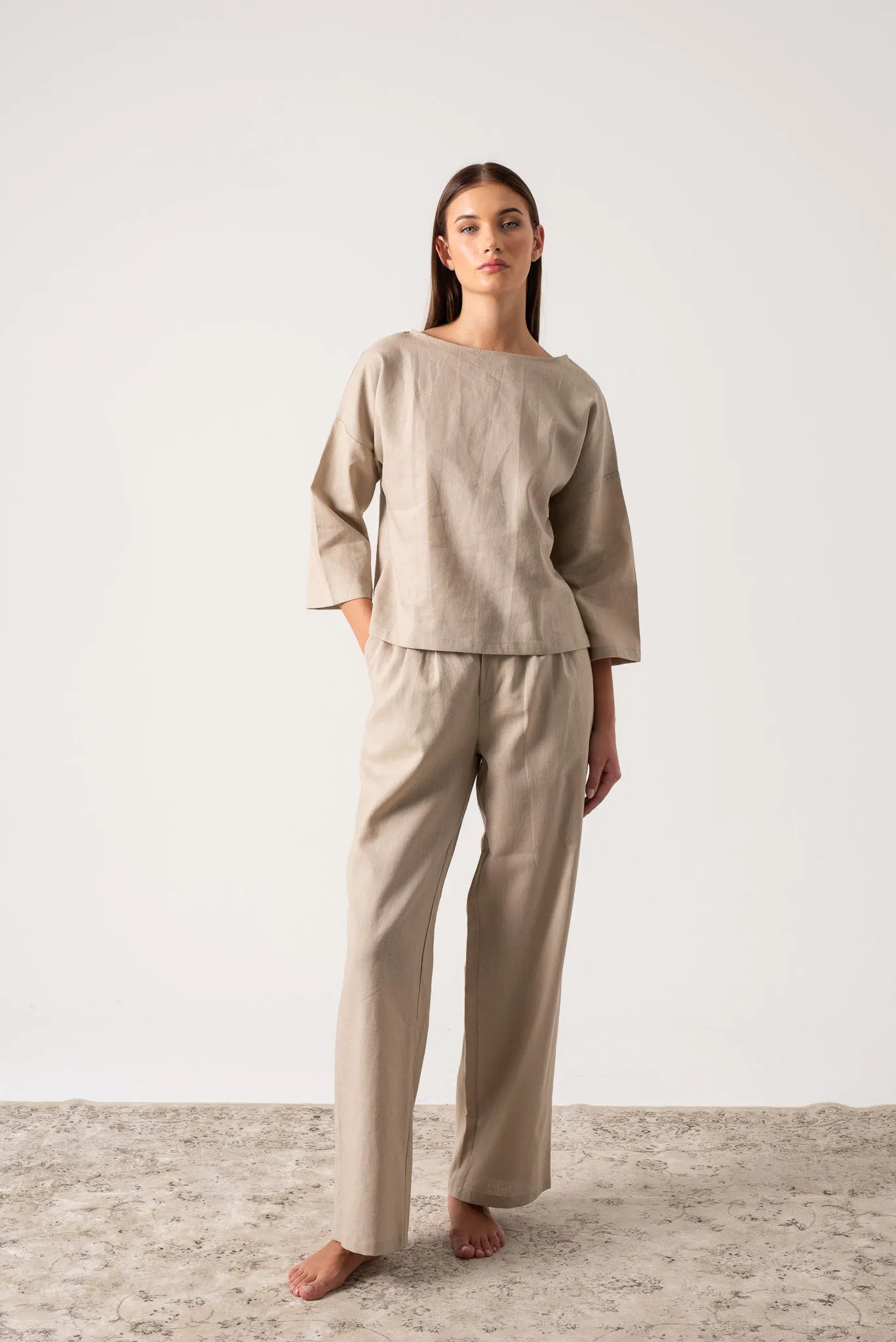 Thalia Linen Trouser Oatmeal