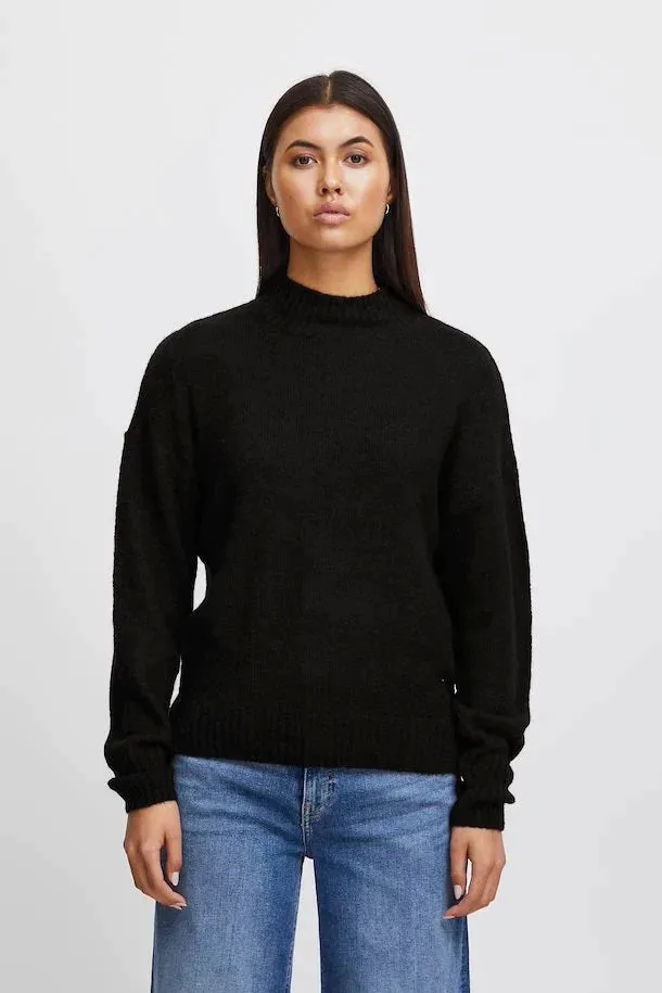 The Kamara High Neck Pullover - Black - PLUS