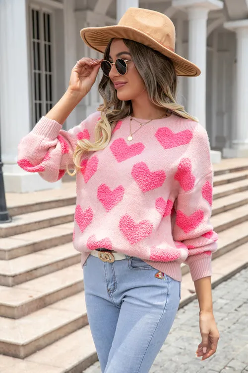 The Loving Feeling Heart Long Sleeve Knit Sweater