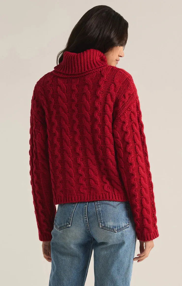 Tied To You Cable Knit Turtleneck