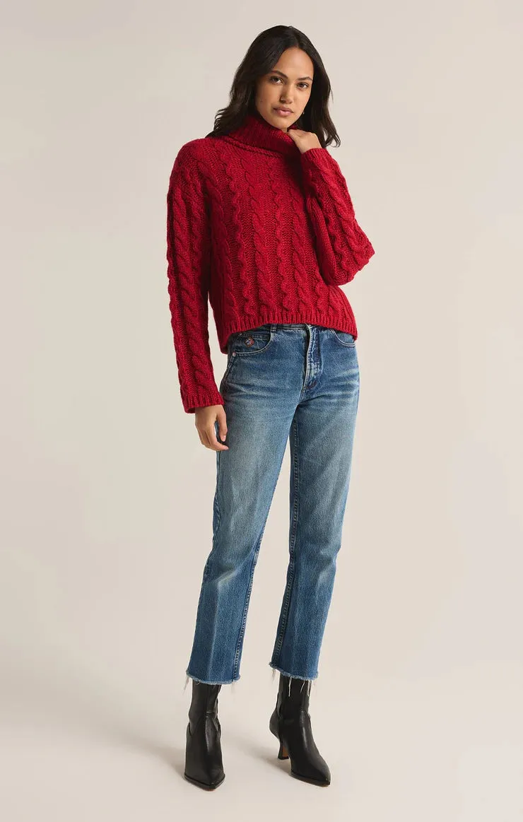 Tied To You Cable Knit Turtleneck