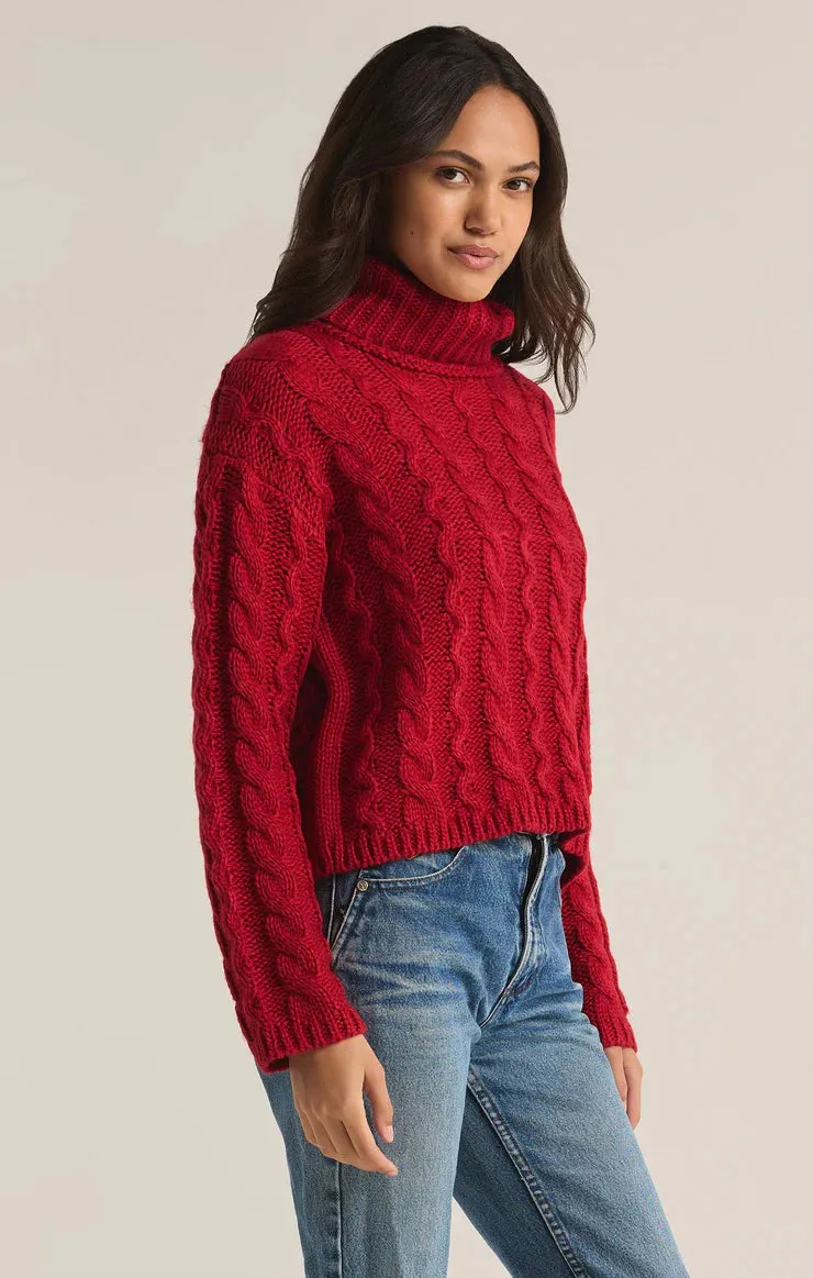 Tied To You Cable Knit Turtleneck