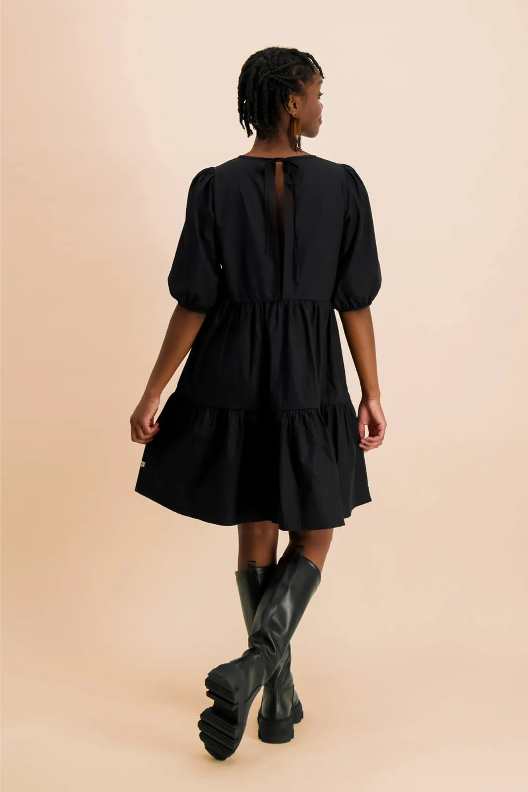 Tiered Mini Dress Black