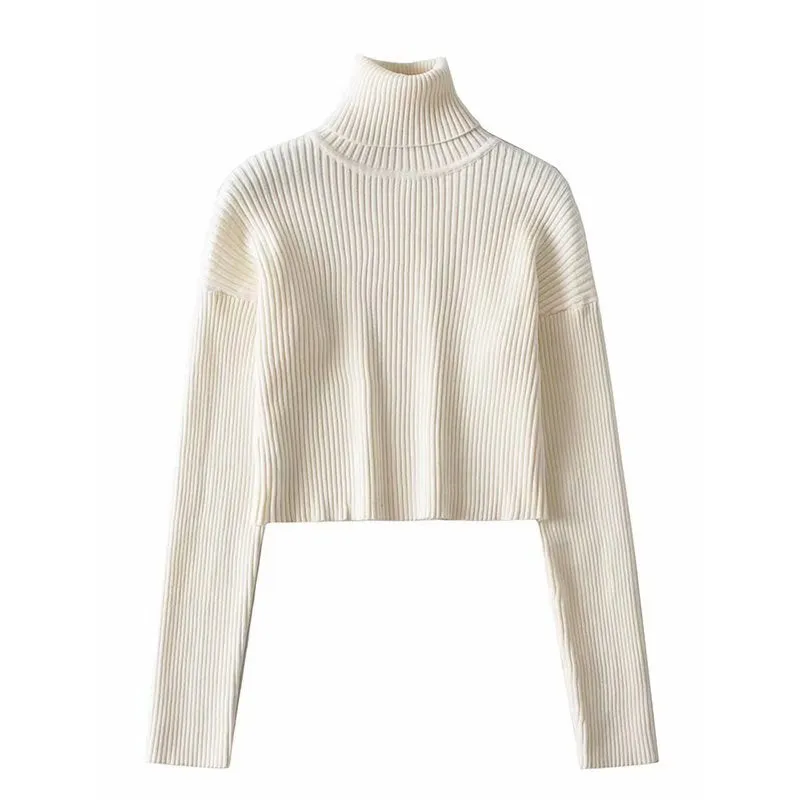 Toleet Autumn Casual Elastic Short Turtleneck Sweater Slim-Fit Navel Solid Color Sweater