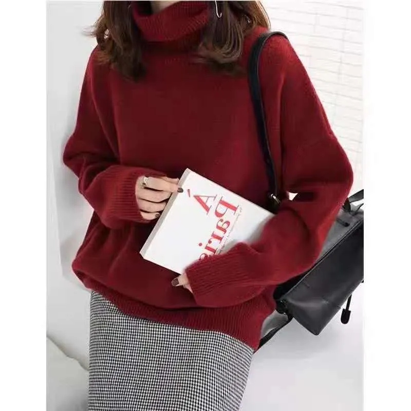 Toleet fall outfits women Autumn and Winter Retro Lazy Style Turtleneck Sweater Women's Loose Soft Glutinous Thickened Undershirt