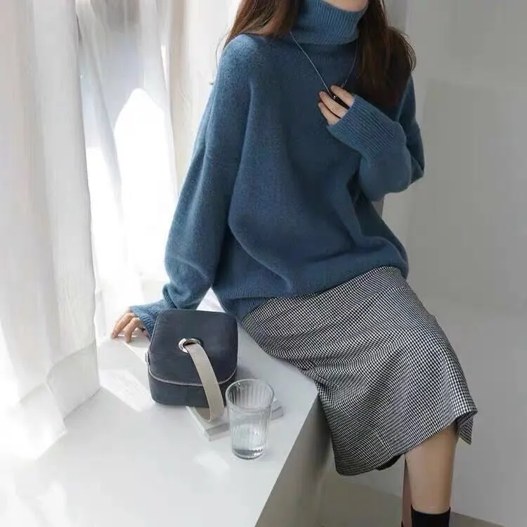 Toleet fall outfits women Autumn and Winter Retro Lazy Style Turtleneck Sweater Women's Loose Soft Glutinous Thickened Undershirt