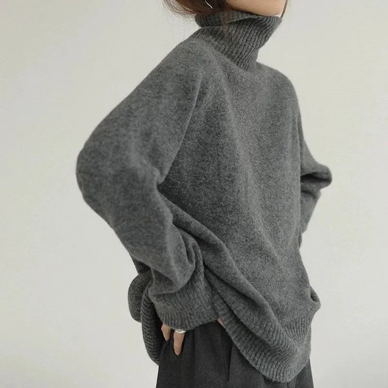 Toleet fall outfits women Autumn and Winter Retro Lazy Style Turtleneck Sweater Women's Loose Soft Glutinous Thickened Undershirt