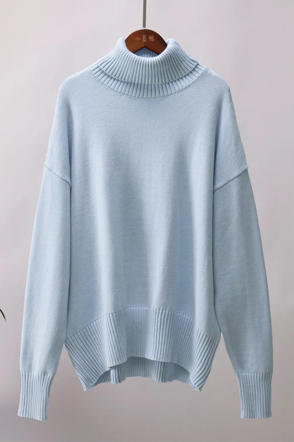 Turtle Neck Dropped Shoulder Sweater