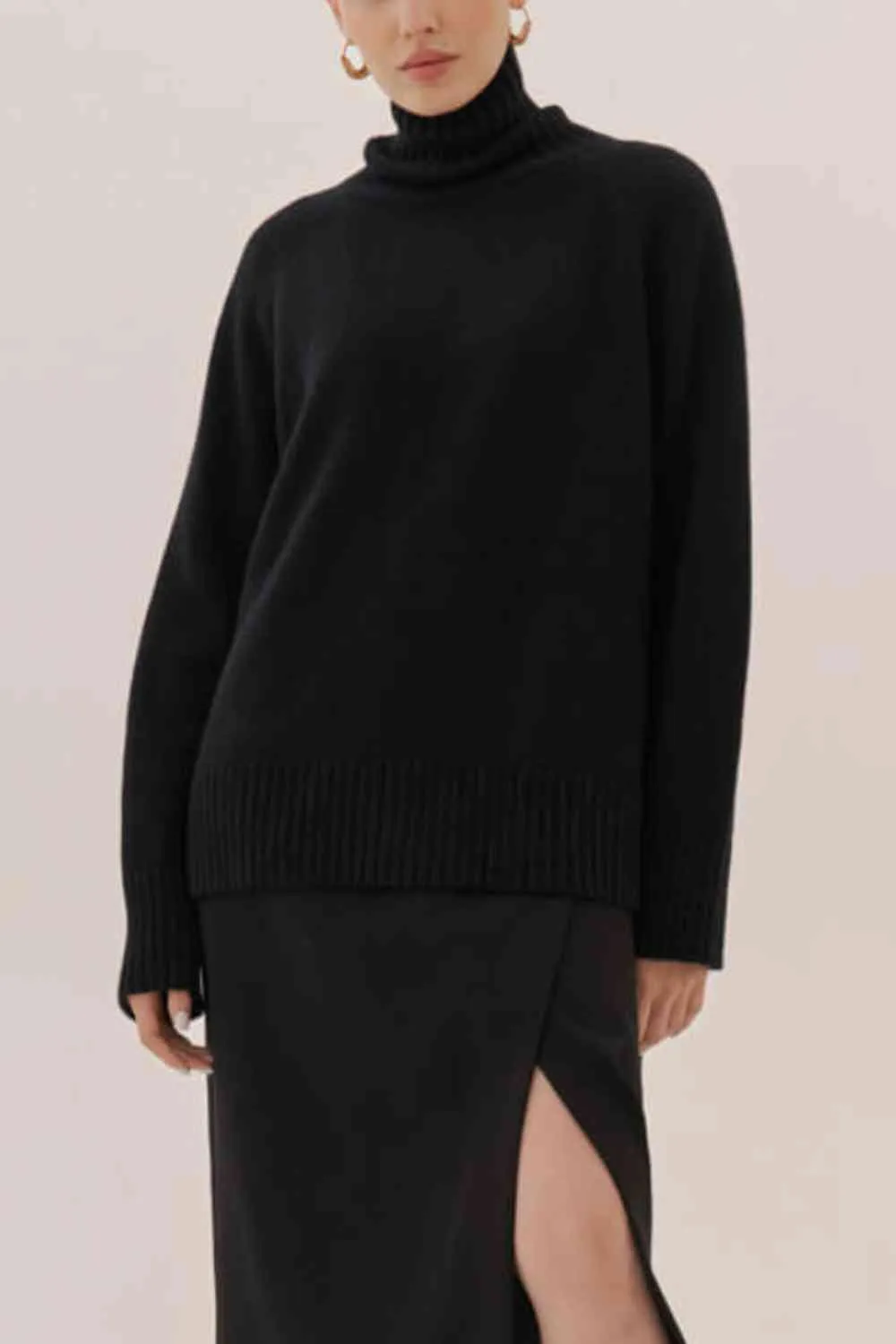 Turtle Neck Raglan Sleeve Sweater