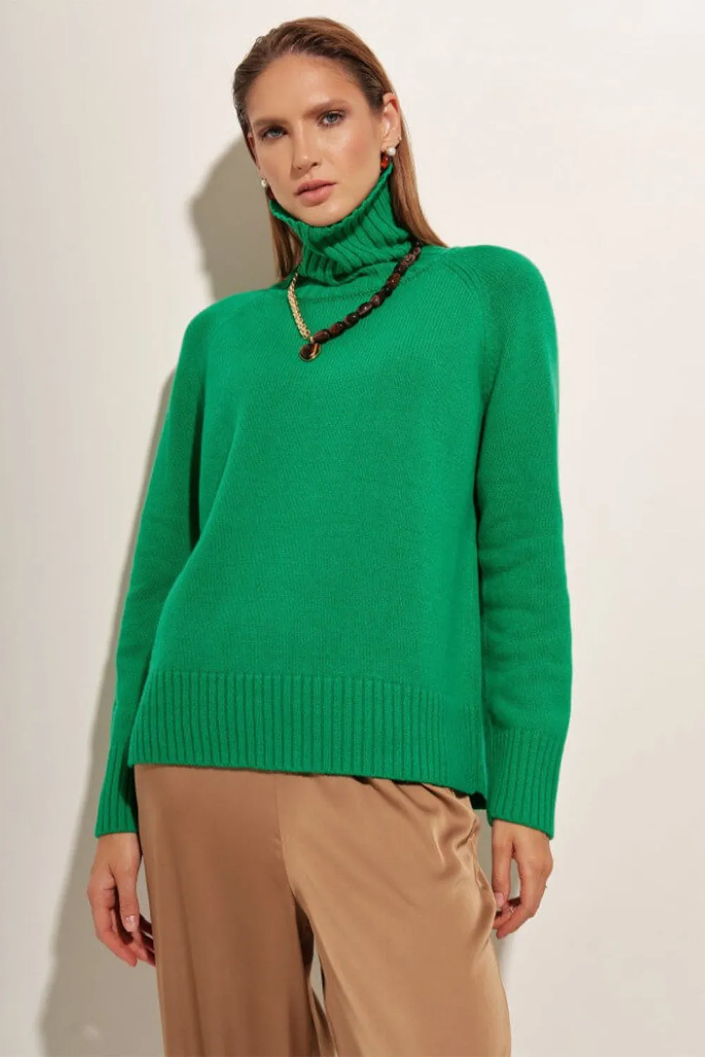 Turtle Neck Raglan Sleeve Sweater