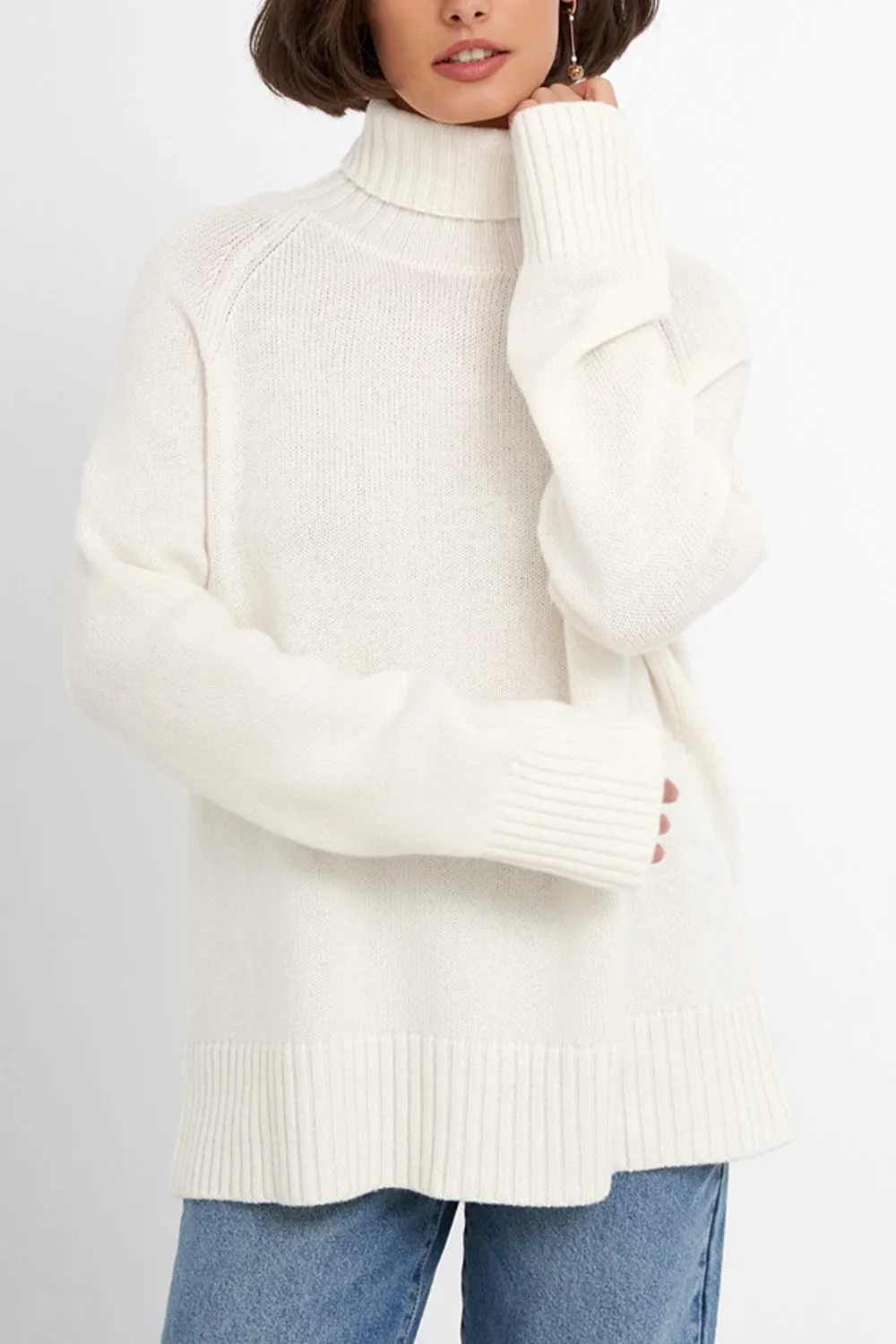 Turtle Neck Raglan Sleeve Sweater