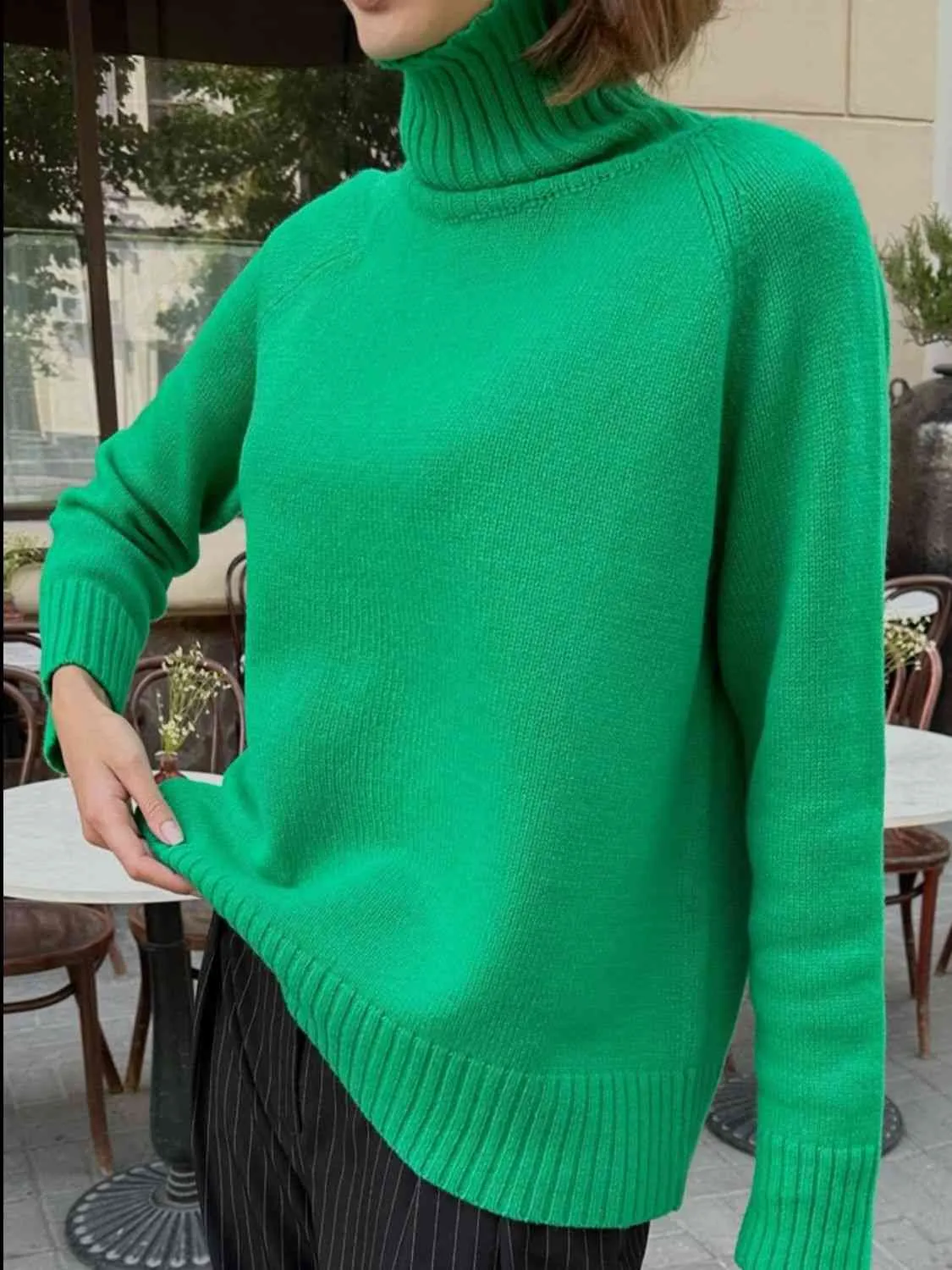 Turtle Neck Raglan Sleeve Sweater