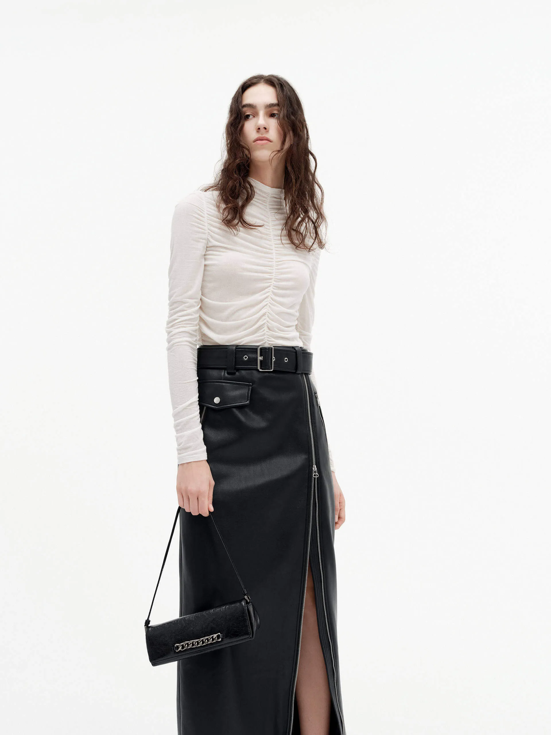 Turtleneck Pleated Top