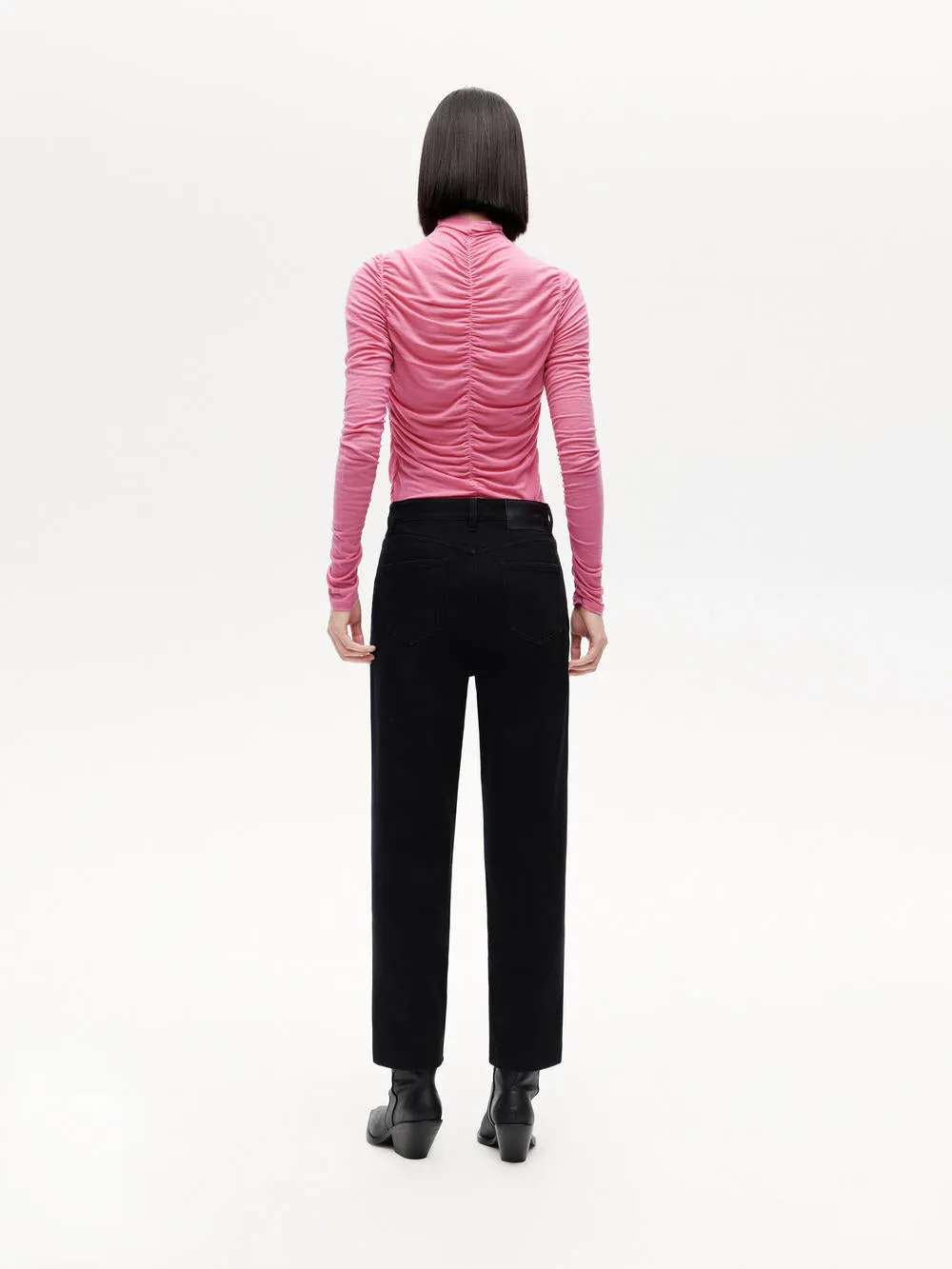 Turtleneck Pleated Top