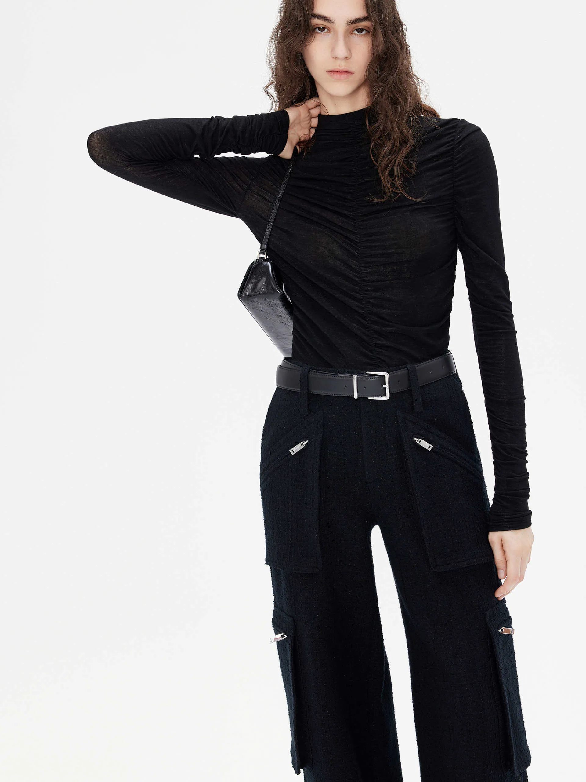 Turtleneck Pleated Top