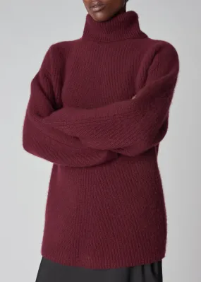 Turtleneck Sweater in Cashmere - Bordeaux