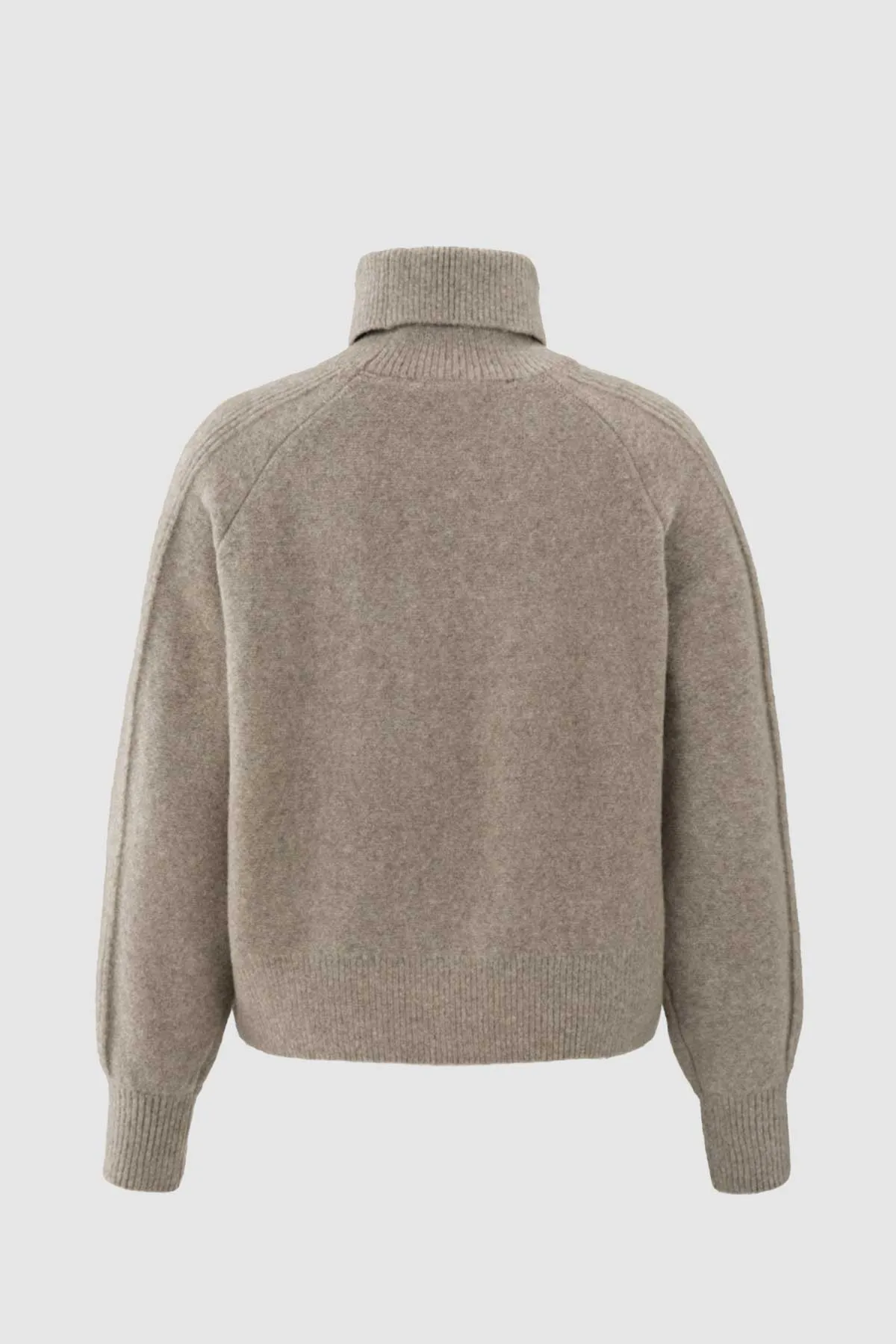 Turtleneck Sweater with Cable Pattern in Dark Sand Melange