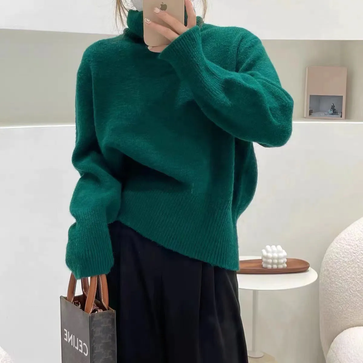 Uniwim 2000s fashion 2024 Winter New Korean Style Lazy Style Elegant Knitwear Fashionable Western Style Turtleneck Women's Pullover Sweater