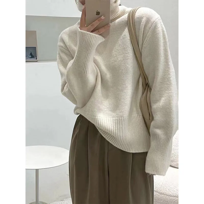 Uniwim 2000s fashion 2024 Winter New Korean Style Lazy Style Elegant Knitwear Fashionable Western Style Turtleneck Women's Pullover Sweater