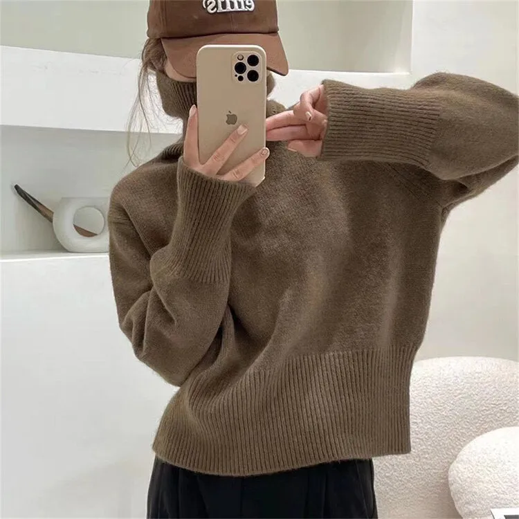 Uniwim 2000s fashion 2024 Winter New Korean Style Lazy Style Elegant Knitwear Fashionable Western Style Turtleneck Women's Pullover Sweater