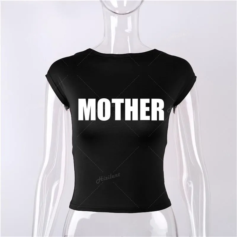 Uniwim  Letter Print Hollowed Backless Top Tight Short Sleeve Navel Half Turtleneck Hot Girl Sexy Women's T-shirt