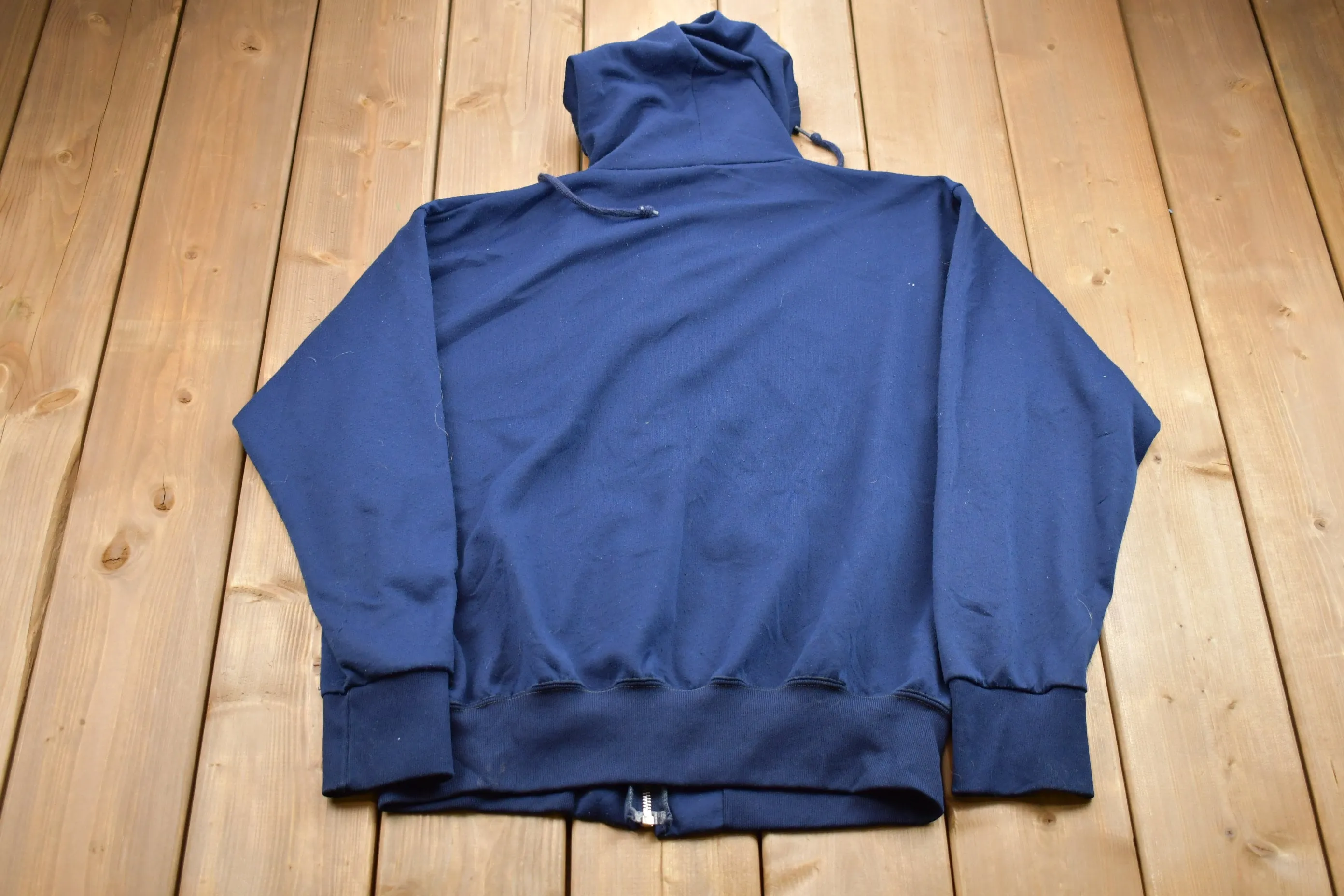 Vintage 1990s Zip Up Thermal Lined Basic Hoodie