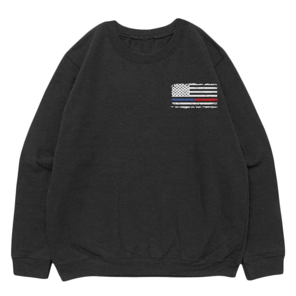 Vintage Flag Blue & Red Line Crewneck Sweatshirt