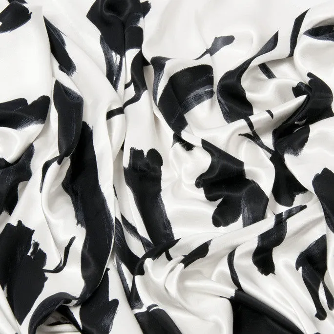 Viscose Satin B&W Floral 48