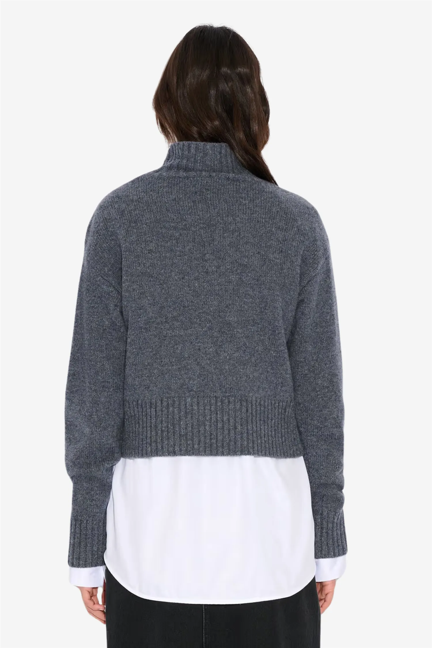 W. Wool Cropped Turtleneck Blue