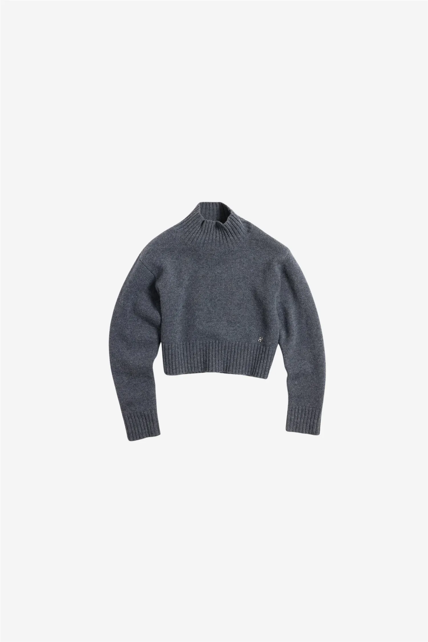 W. Wool Cropped Turtleneck Blue