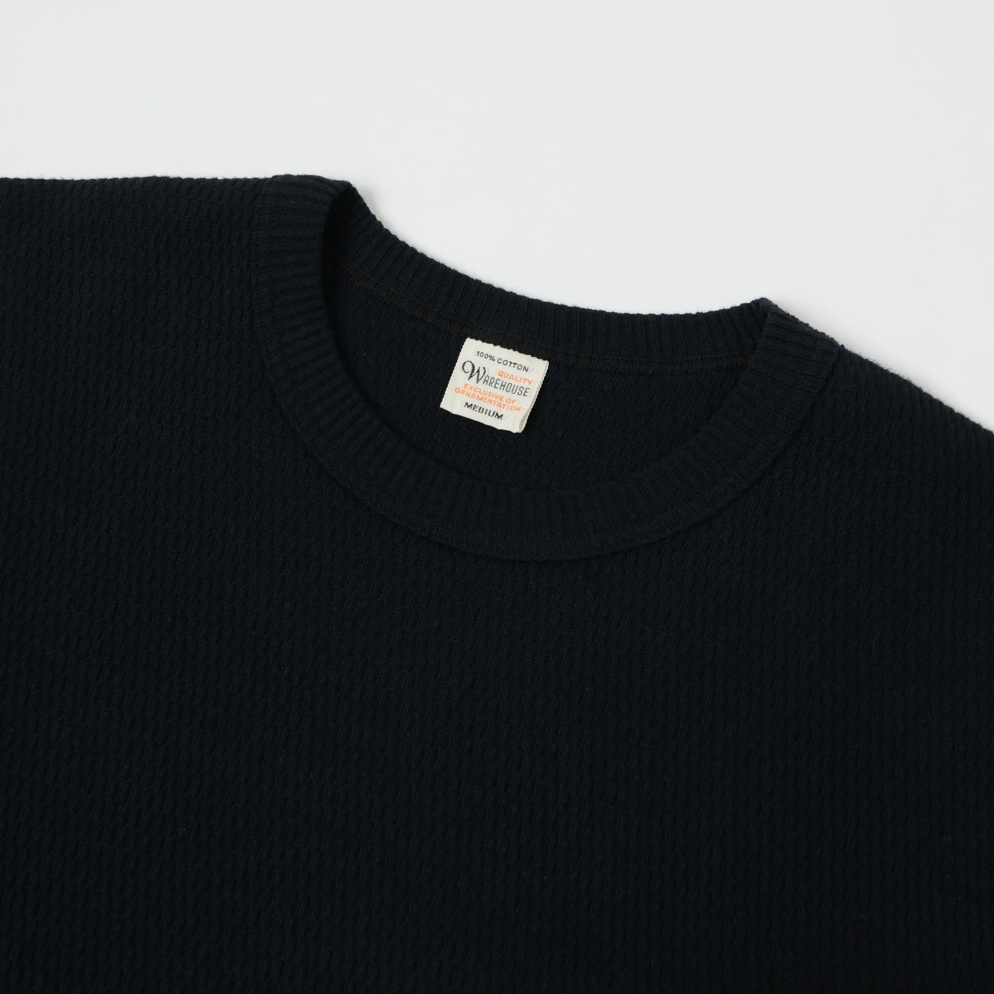 Warehouse & Co 5903 LS Waffle Knit Crew Neck Tee - Black