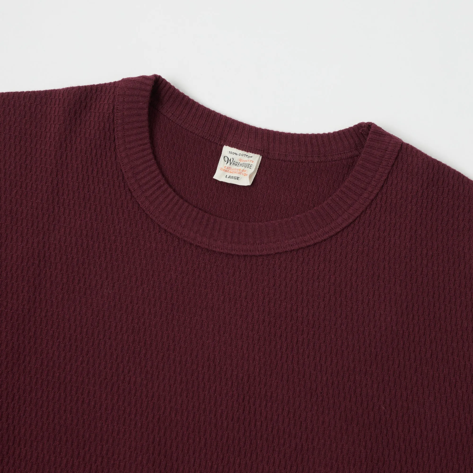 Warehouse & Co 5903 LS Waffle Knit Crew Neck Tee - Bordeaux