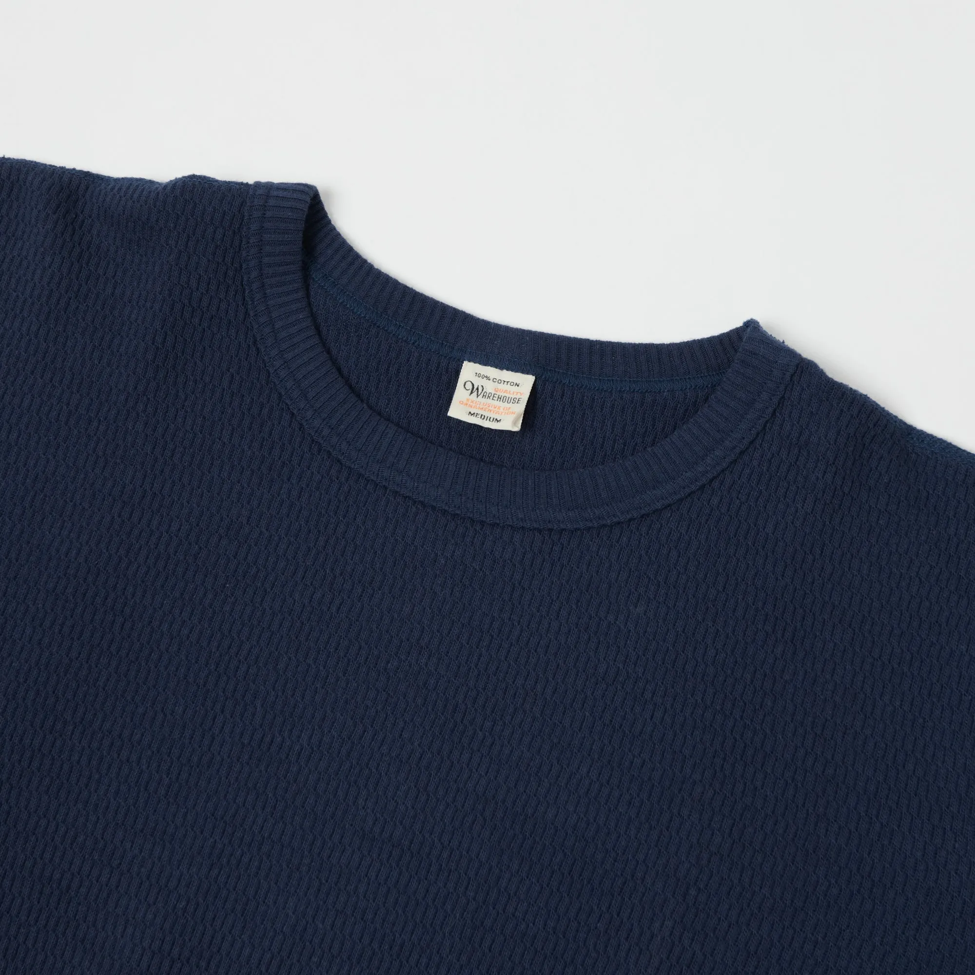 Warehouse & Co 5903 LS Waffle Knit Crew Neck Tee - Navy