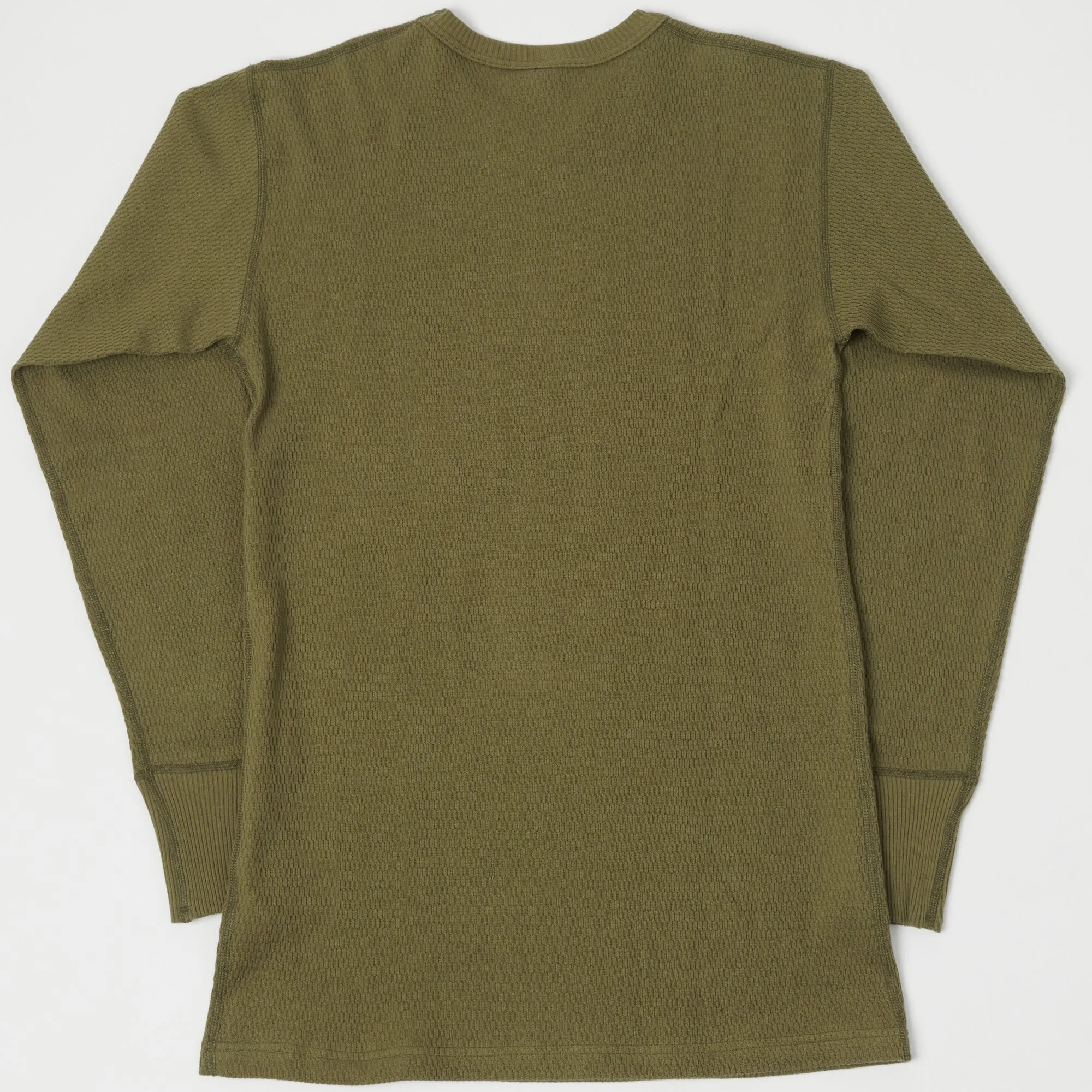 Warehouse & Co 5903 LS Waffle Knit Crew Neck Tee - Olive Drab