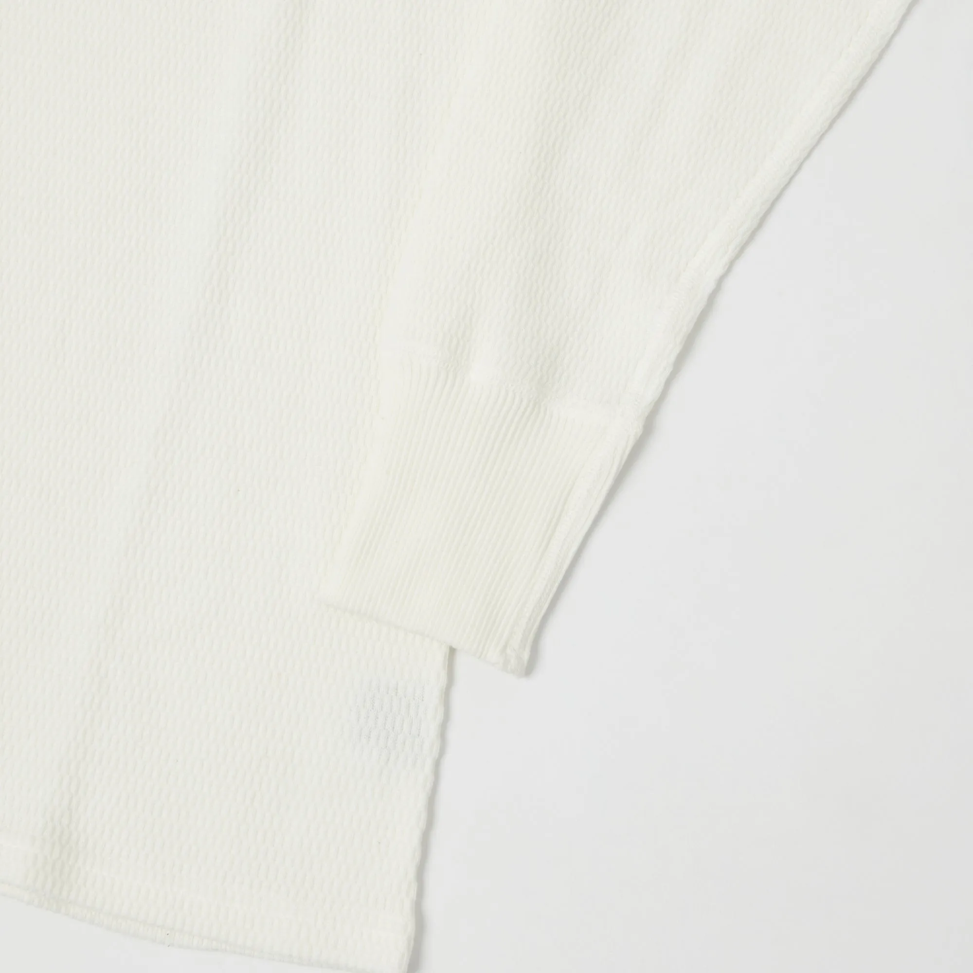 Warehouse & Co 5904 LS Waffle Knit Henley - Off White