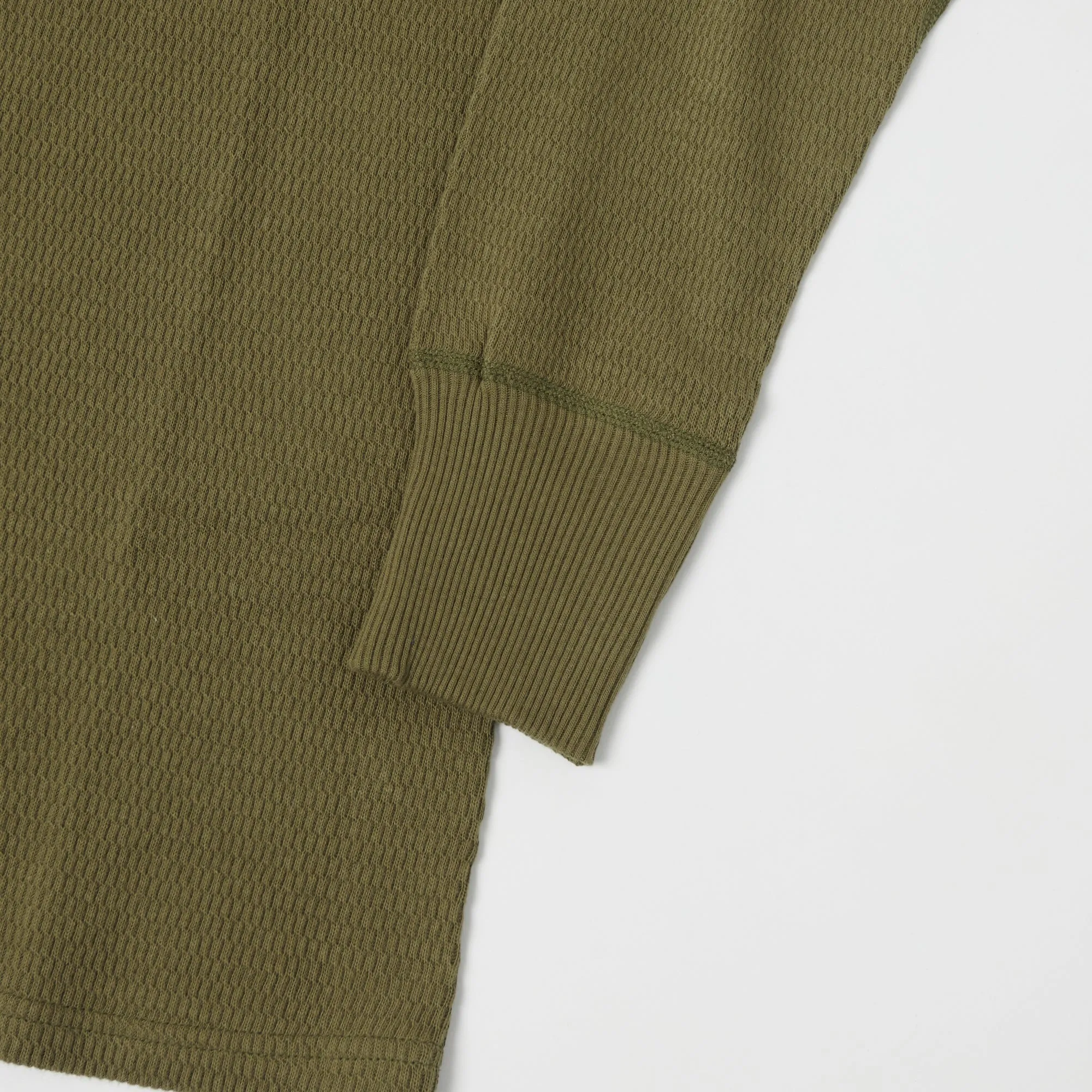 Warehouse & Co 5904 LS Waffle Knit Henley - Olive Drab