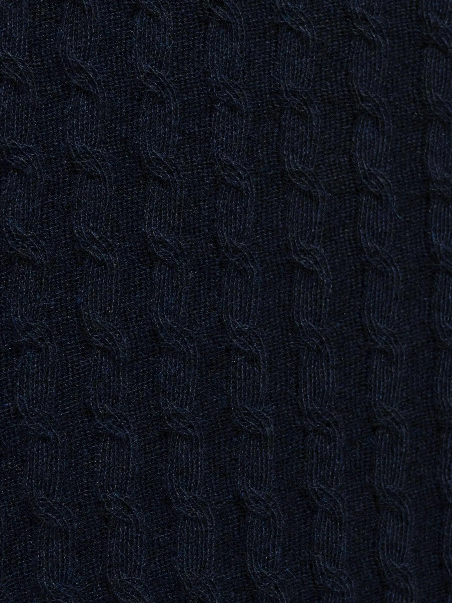 Washable Cashmere Silk Cable Knit Pullover - Dark Navy