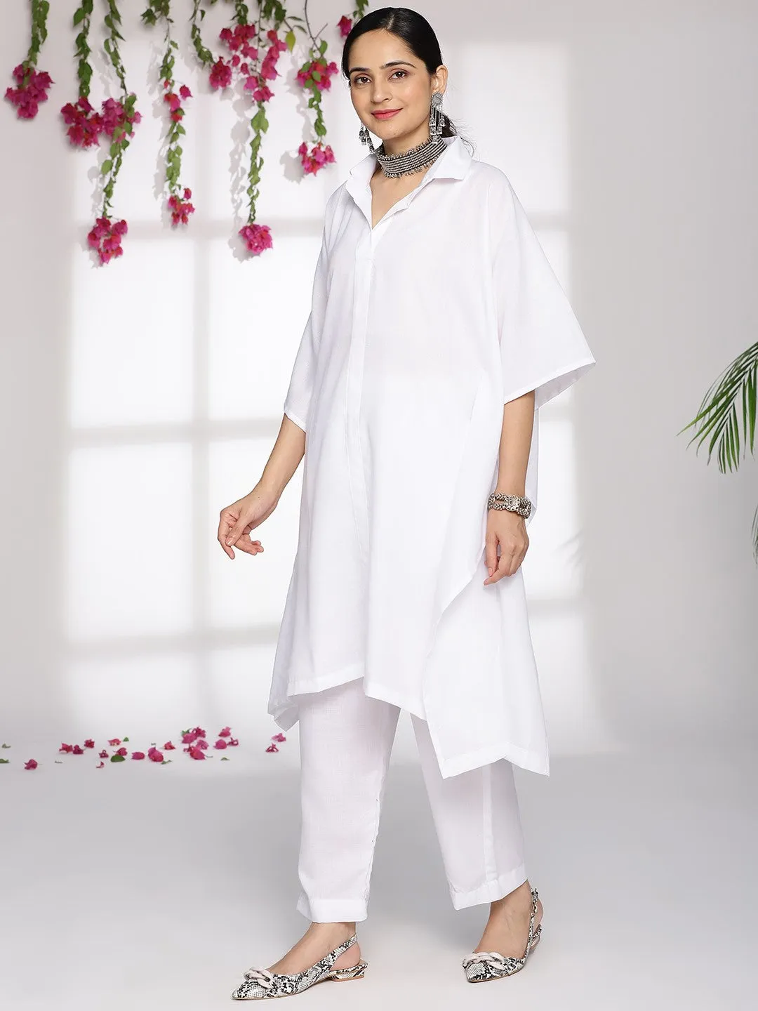 White CottonSlub ShirtKurta