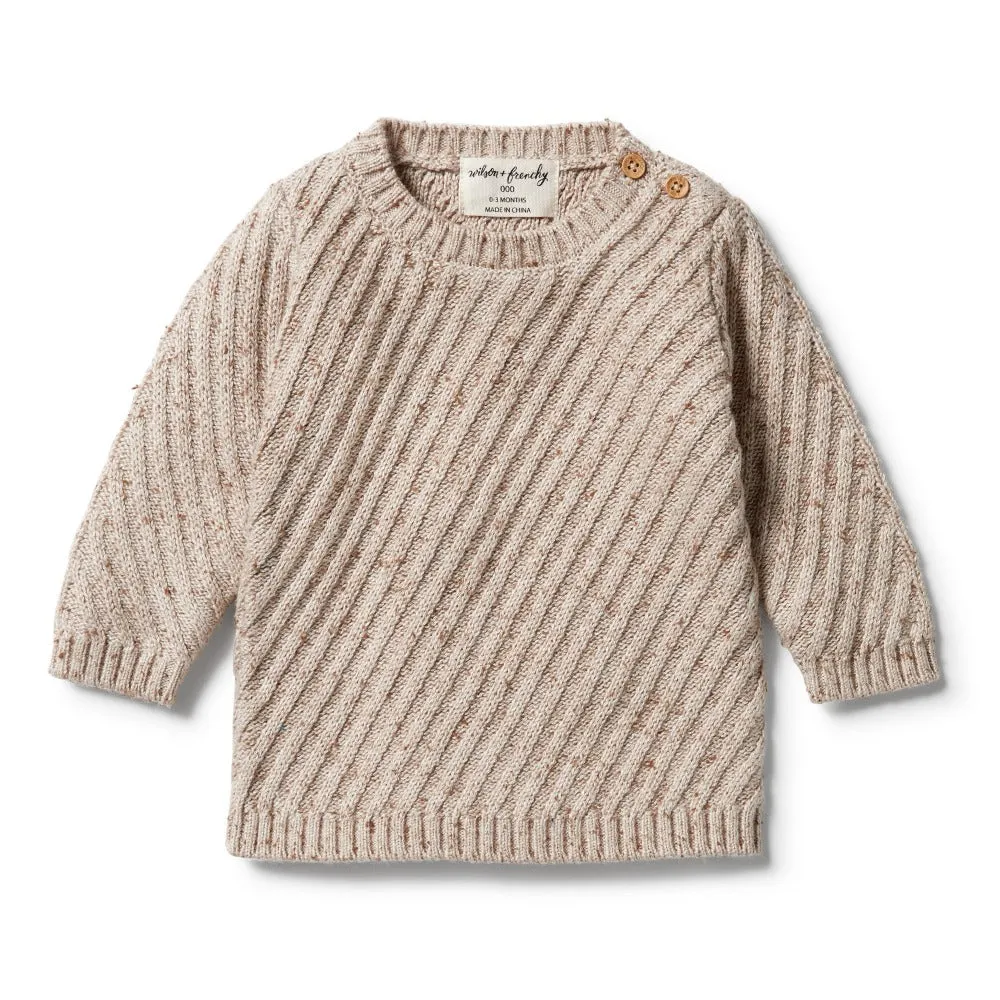 Wilson and Frenchy Knitted Jacquard Jumper Oatmeal Fleck