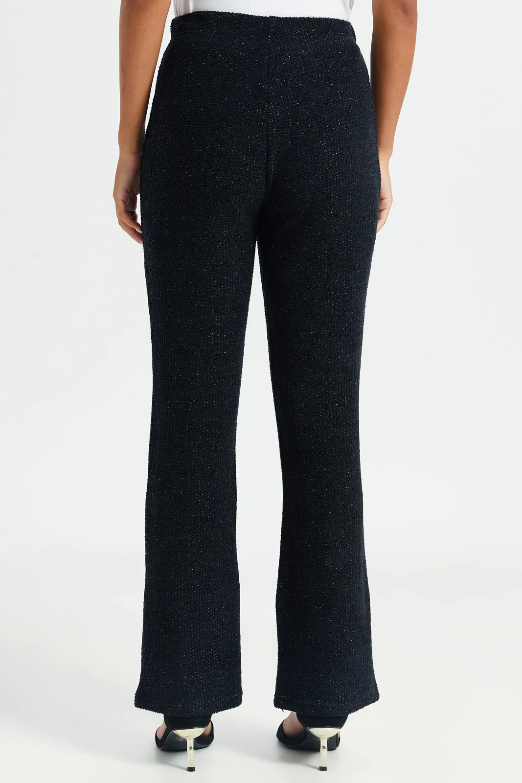 Women Black Lurex Weaved Trouser