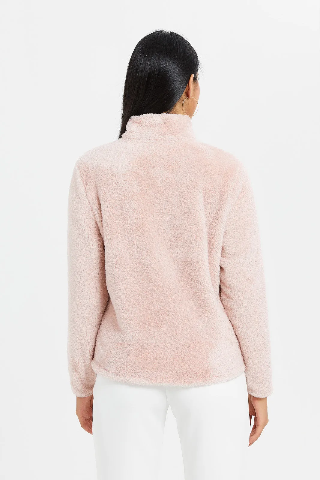 Women Pink Polar Fleece Sweatshirt