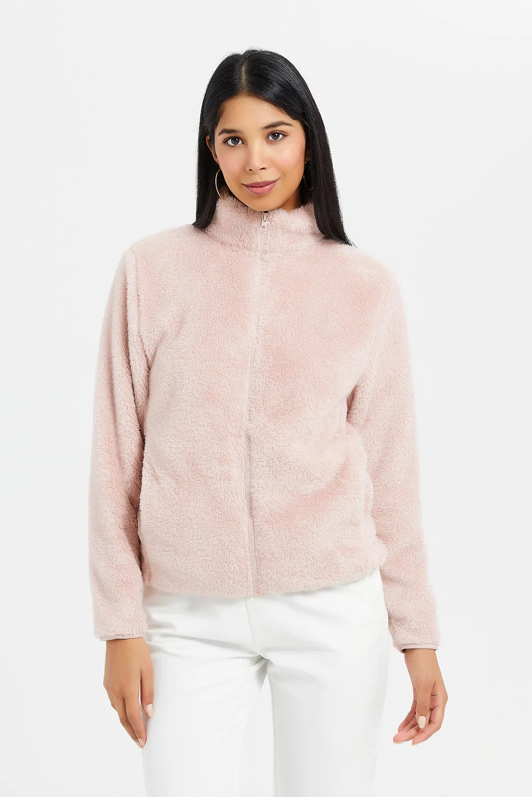 Women Pink Polar Fleece Sweatshirt