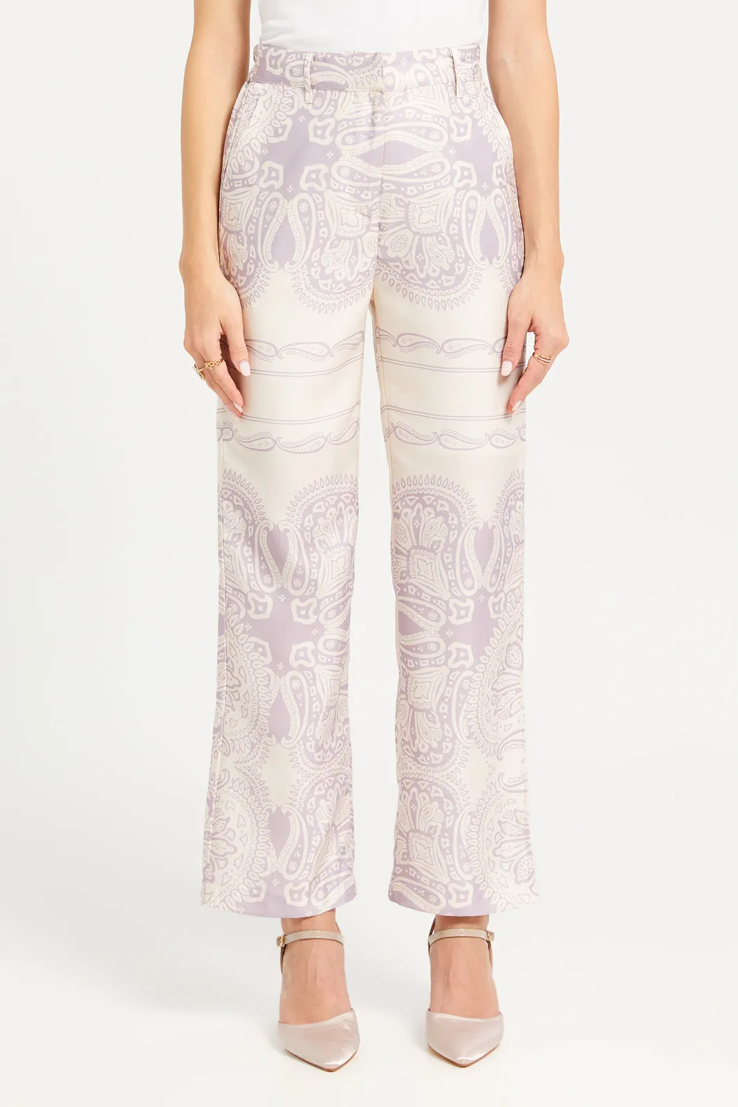 Women Pink Printed Trousers