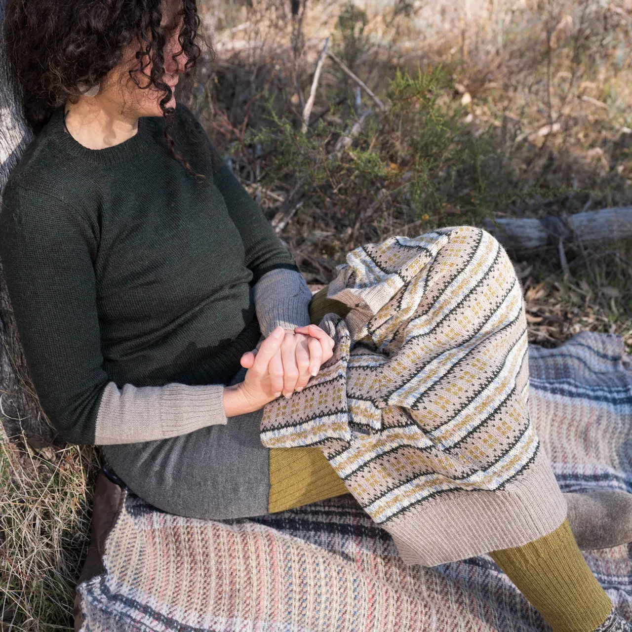 Women's Cable Colourblock Jumper in Baby Alpaca (AW23) *Last ones