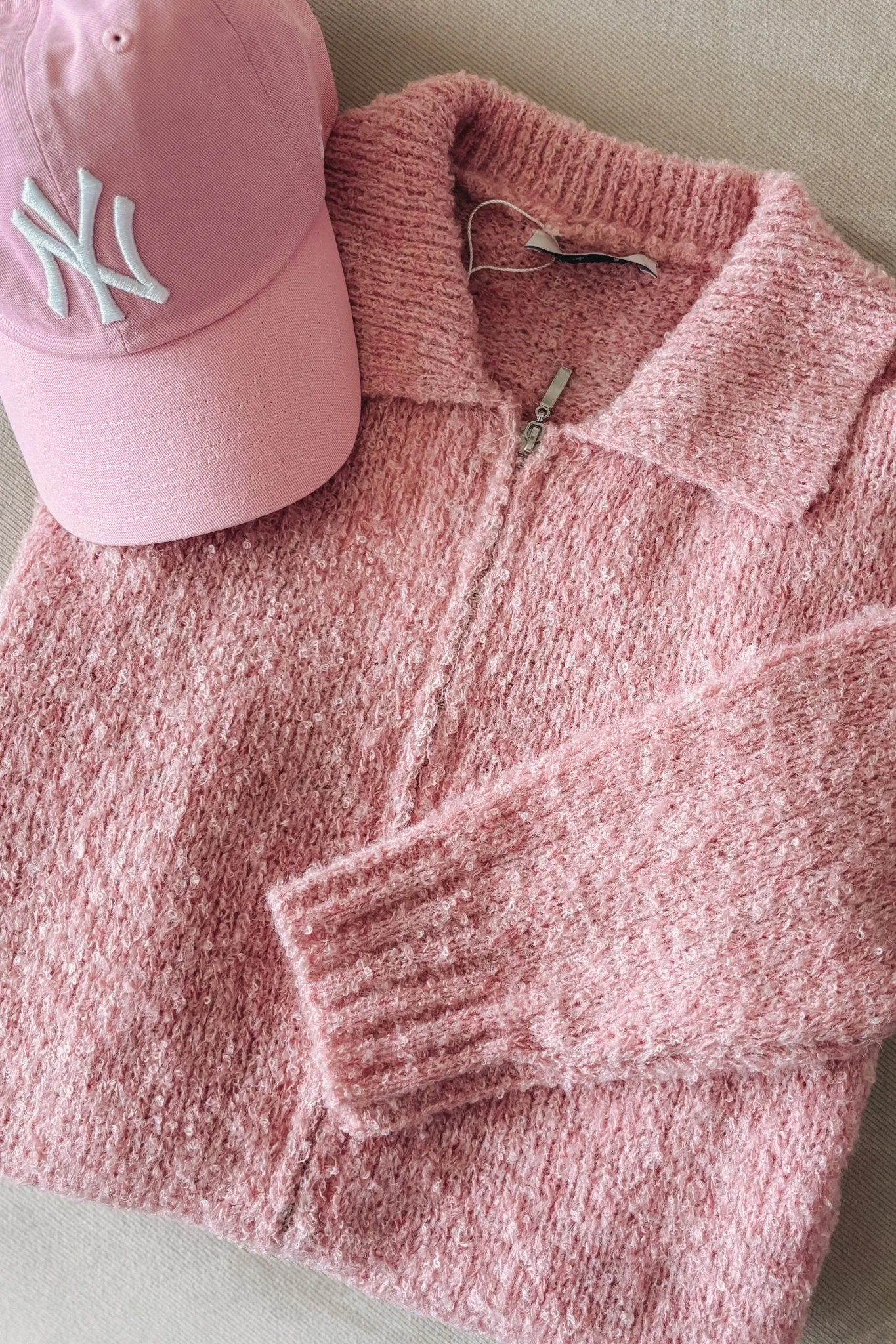 Women's Pink Aesthetic Soft Knit Cardigan Top | Pink