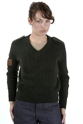 Women's Vintage British Army V-Neck Sweater