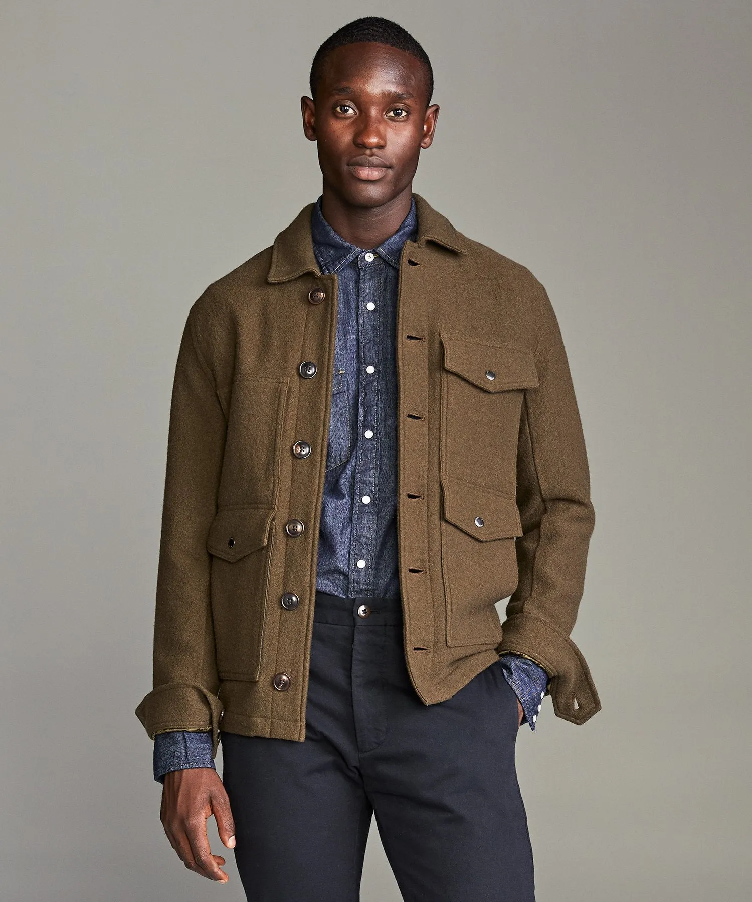 Wool Cruiser Jacket in Olive