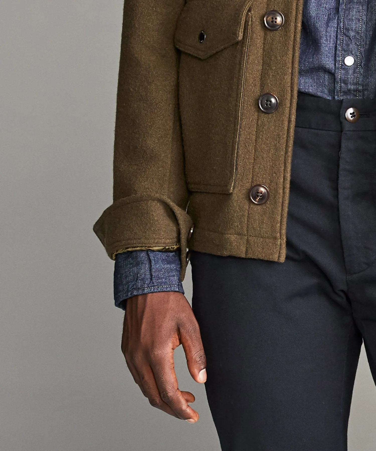 Wool Cruiser Jacket in Olive